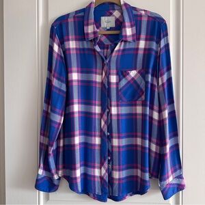 Rails Blue and Pink Plaid Button-Up Shirt